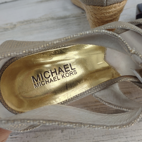 Michael Kors Gold/Tan Wedge Sandals - Picture 5 of 7